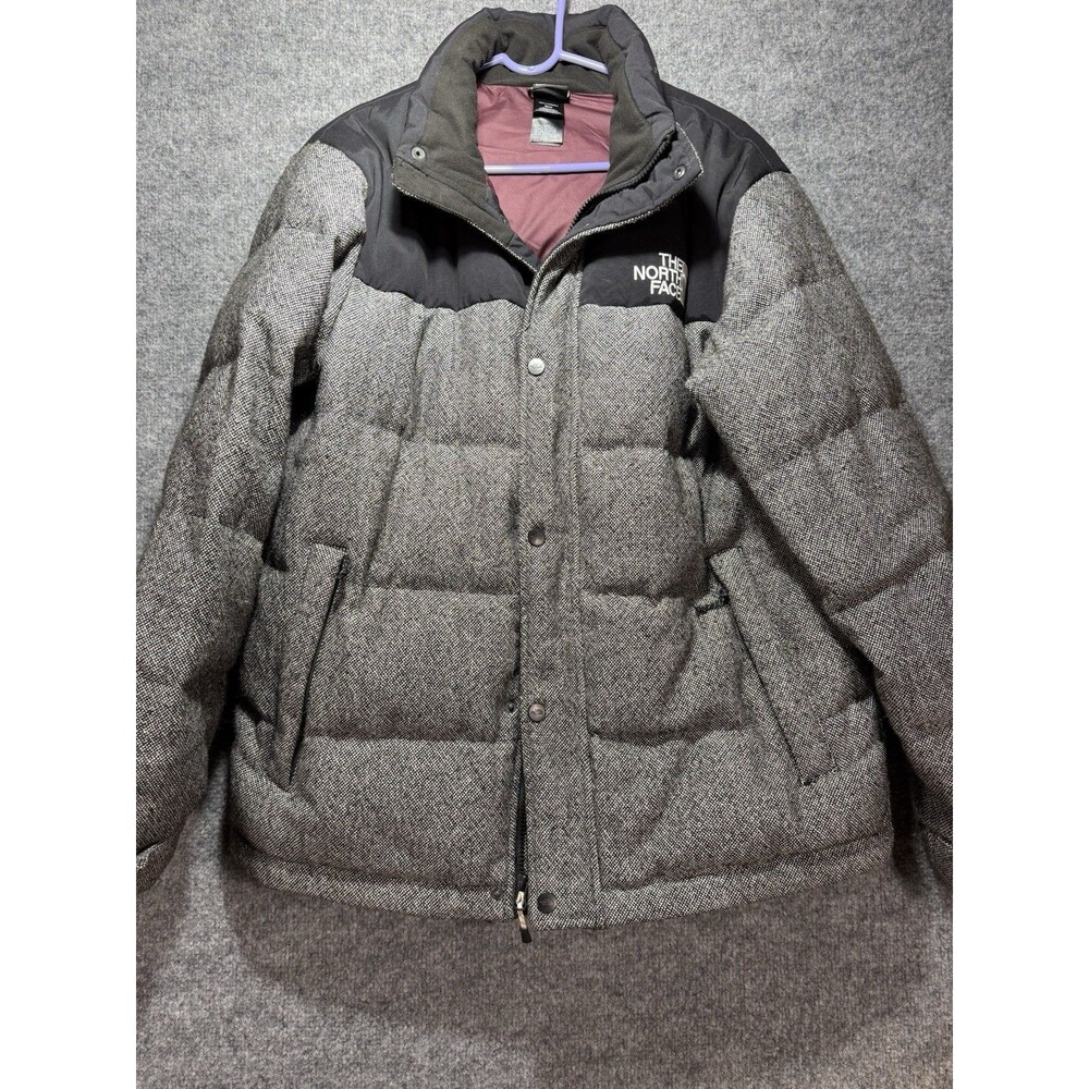 The North Face Tweed Nuptse Heights Puffer Jacket Gray/Black Size Medium